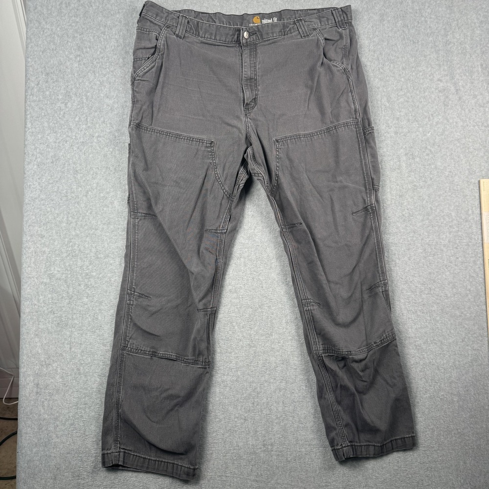 Carhartt Double Knee Pants Mens 42x32 Gray Relaxed Fit Utility Workwear Canvas